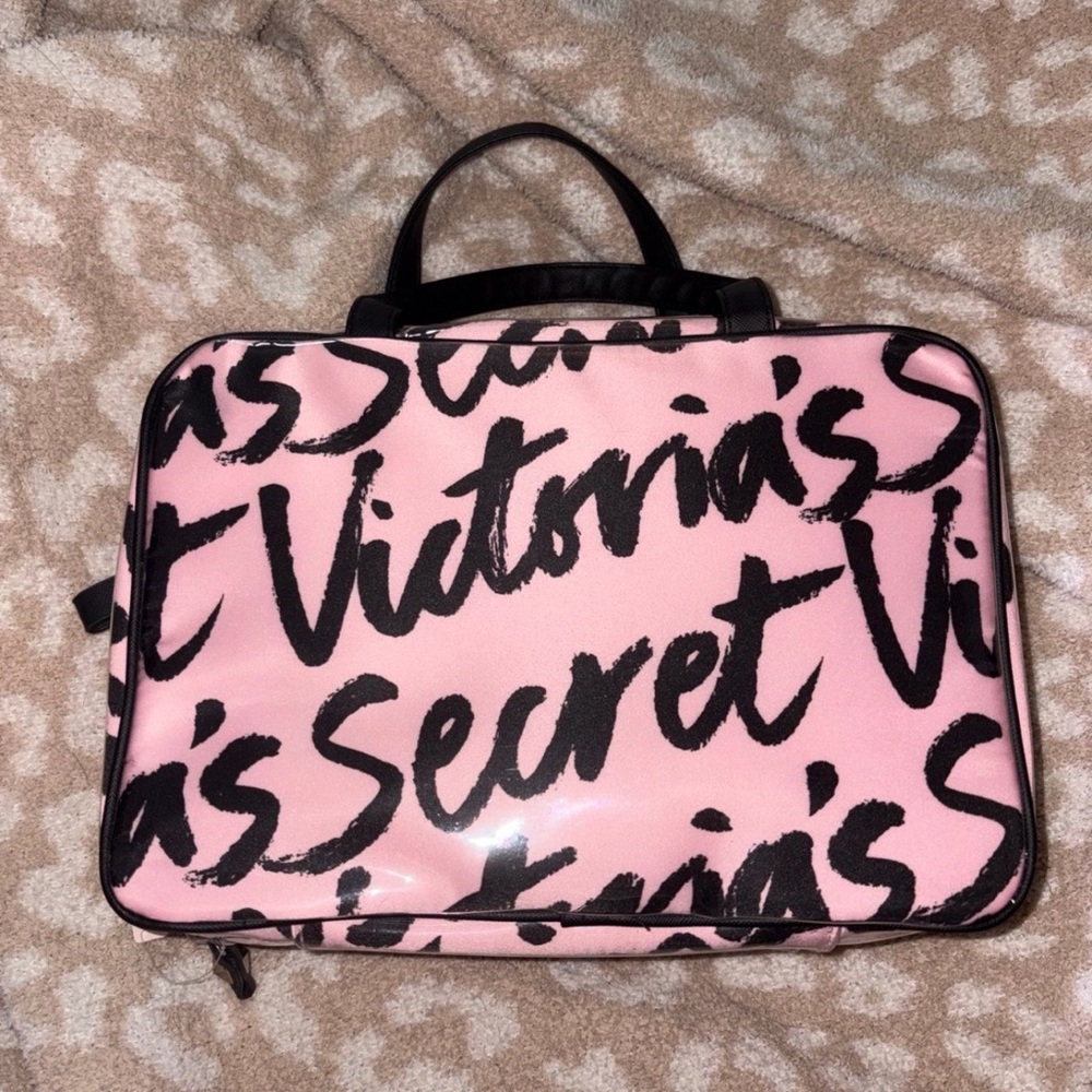 Victoria's Secret Pink and Black Printed Cosmetic Case